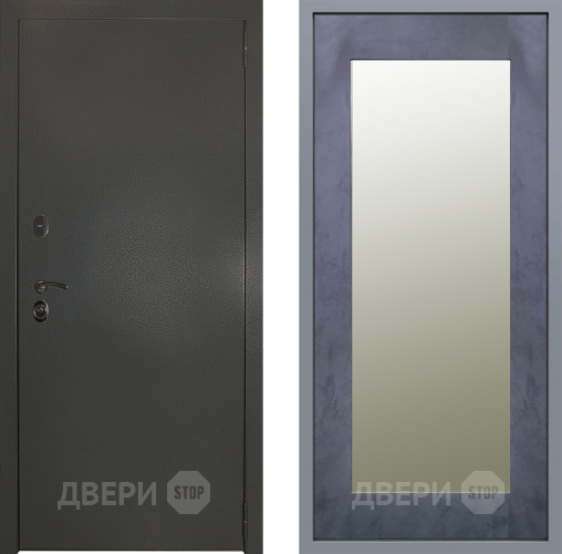 Дверь Заводские двери Эталон 3к антик серебро Зеркало Модерн Бетон темный