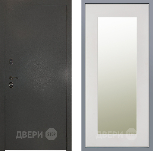 Дверь Заводские двери Эталон 3к антик серебро Зеркало Модерн Белый софт