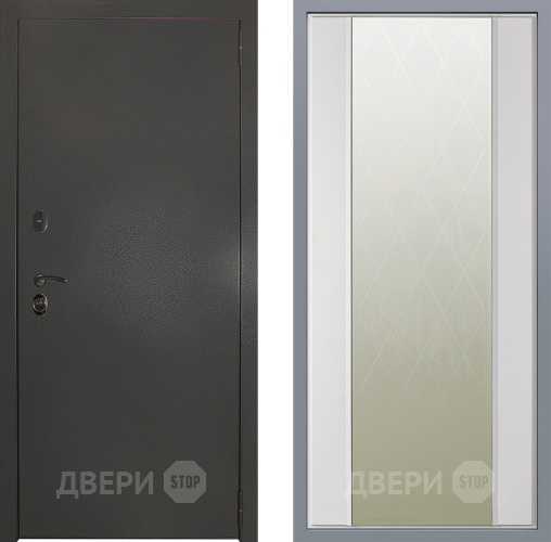 Дверь Заводские двери Эталон 3к антик серебро Зеркало Ампир Белый софт