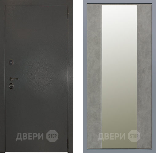 Дверь Заводские двери Эталон 3к антик серебро Зеркало Макси Бетон темный