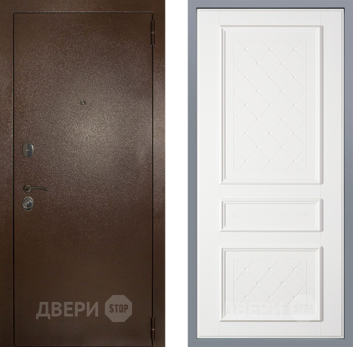 Дверь Заводские двери Эталон 3к антик медь Урбино Белый софт