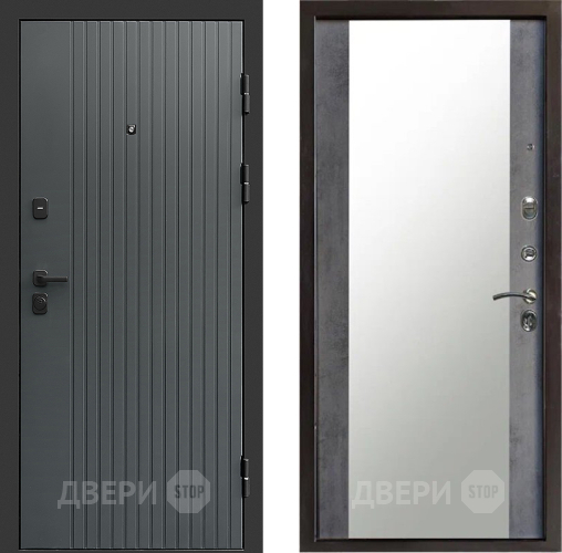 Входная металлическая Дверь Престиж Tvist Grey Зеркало Бетон темный