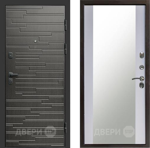 Входная металлическая Дверь Престиж Rivera Зеркало Белый софт