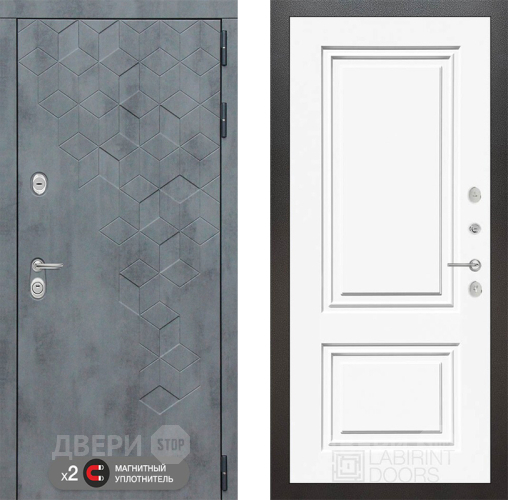 Входная металлическая Дверь Лабиринт (LABIRINT) Бетон 26 Белый (RAL-9003)