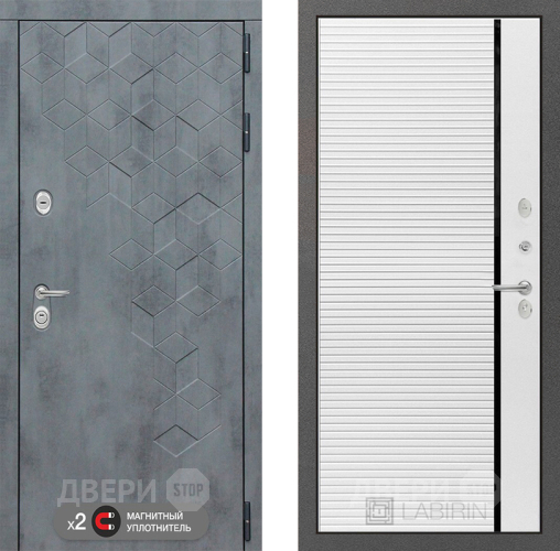 Входная металлическая Дверь Лабиринт (LABIRINT) Бетон 22 Белый софт