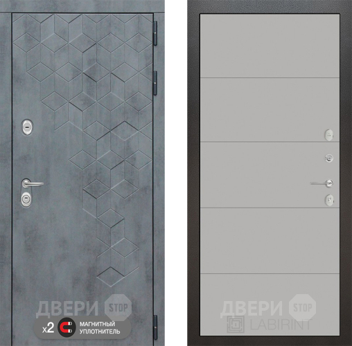 Входная металлическая Дверь Лабиринт (LABIRINT) Бетон 13 Грей софт