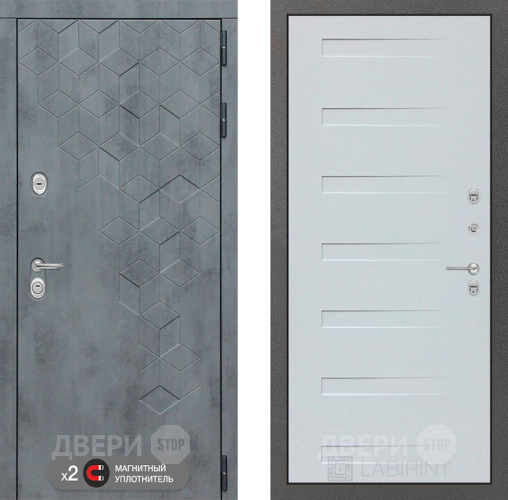 Входная металлическая Дверь Лабиринт (LABIRINT) Бетон 14 Дуб кантри белый горизонтальный