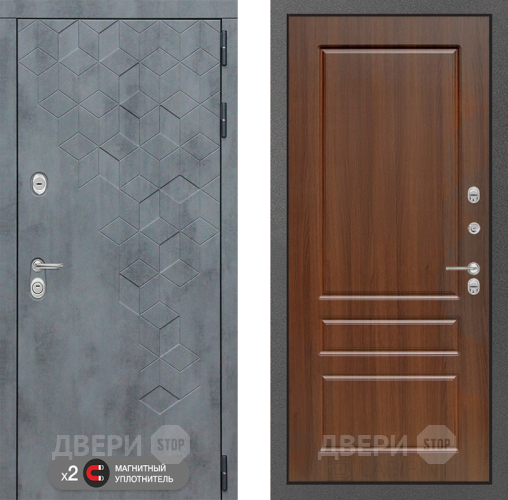 Входная металлическая Дверь Лабиринт (LABIRINT) Бетон 03 Орех бренди