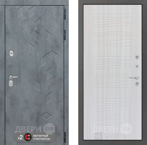 Входная металлическая Дверь Лабиринт (LABIRINT) Бетон 06 Сандал белый