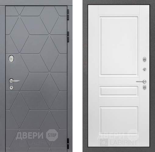 Входная металлическая Дверь Лабиринт (LABIRINT) Cosmo 03 Белый софт