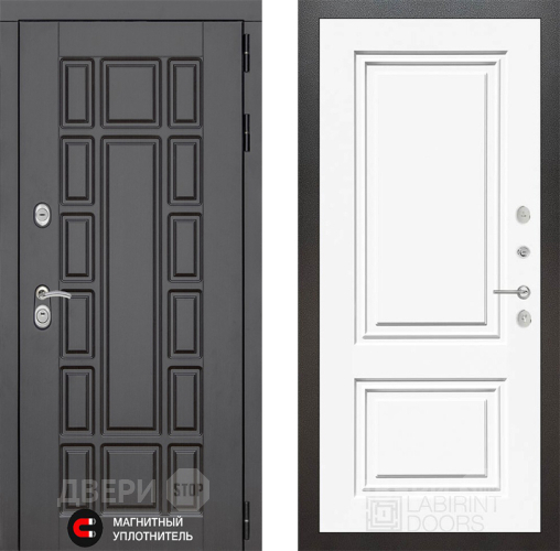 Входная металлическая Дверь Лабиринт (LABIRINT) New York 26 Белый (RAL-9003)