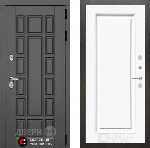 Входная металлическая Дверь Лабиринт (LABIRINT) New York 27 Белый (RAL-9003)