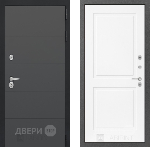 Входная металлическая Дверь Лабиринт (LABIRINT) Art 11 Белый софт