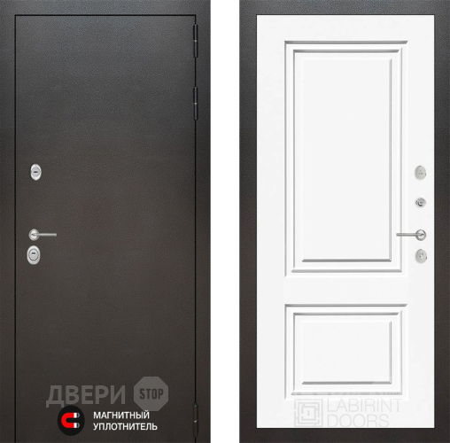 Входная металлическая Дверь Лабиринт (LABIRINT) Silver 26 Белый (RAL-9003)