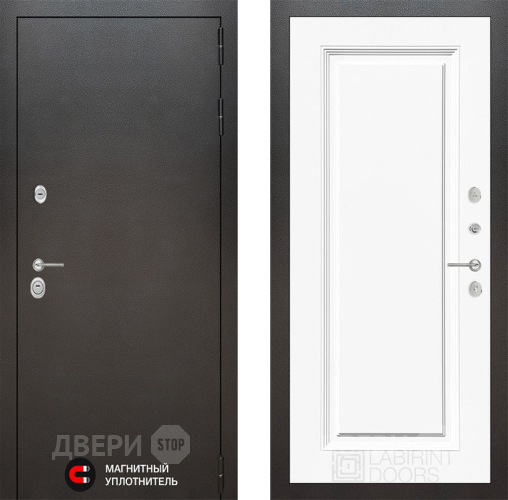 Входная металлическая Дверь Лабиринт (LABIRINT) Silver 27 Белый (RAL-9003)