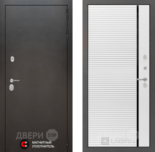 Входная металлическая Дверь Лабиринт (LABIRINT) Silver 22 Белый софт