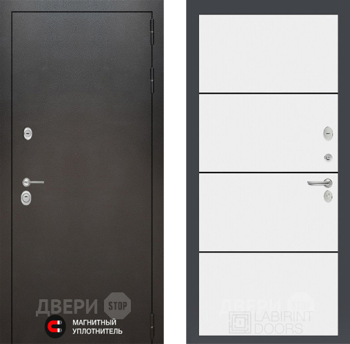 Входная металлическая Дверь Лабиринт (LABIRINT) Silver 25 Белый софт