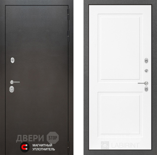 Входная металлическая Дверь Лабиринт (LABIRINT) Silver 11 Белый софт