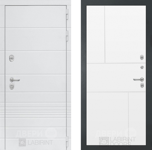 Входная металлическая Дверь Лабиринт (LABIRINT) Трендо 21 Белый софт