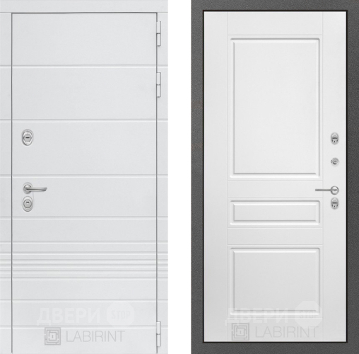 Входная металлическая Дверь Лабиринт (LABIRINT) Трендо 03 Белый софт