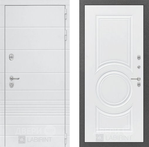 Входная металлическая Дверь Лабиринт (LABIRINT) Трендо 23 Белый софт