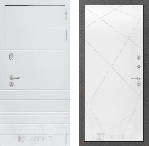 Входная металлическая Дверь Лабиринт (LABIRINT) Трендо 24 Белый софт