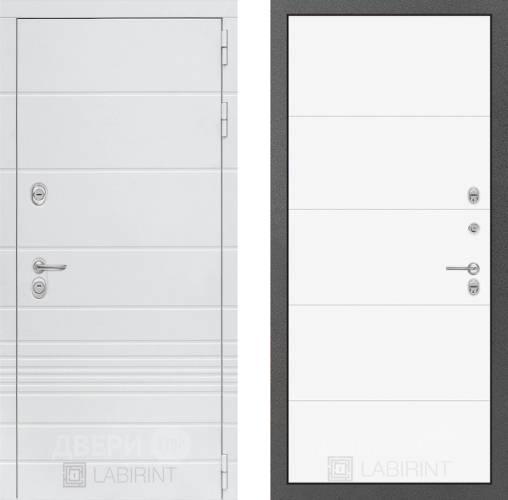 Входная металлическая Дверь Лабиринт (LABIRINT) Трендо 13 Белый софт