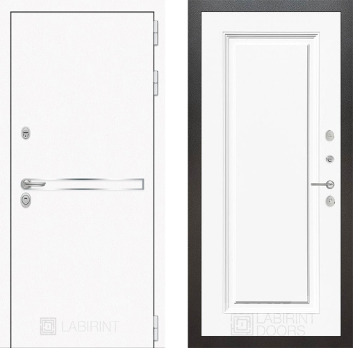 Входная металлическая Дверь Лабиринт (LABIRINT) Лайн White 27 Белый (RAL-9003)