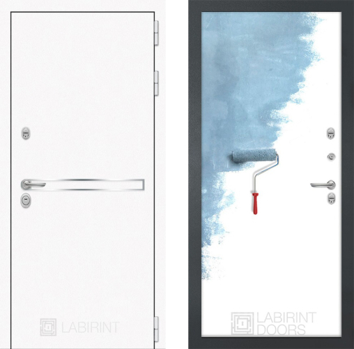 Входная металлическая Дверь Лабиринт (LABIRINT) Лайн White 28 Под покраску