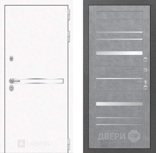Входная металлическая Дверь Лабиринт (LABIRINT) Лайн White 20 Бетон светлый