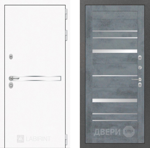 Входная металлическая Дверь Лабиринт (LABIRINT) Лайн White 20 Бетон темный