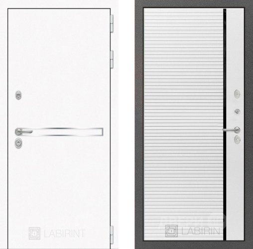Входная металлическая Дверь Лабиринт (LABIRINT) Лайн White 22 Белый софт