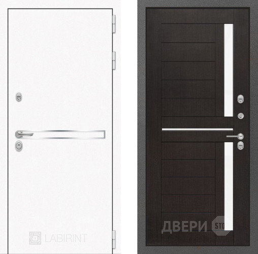 Входная металлическая Дверь Лабиринт (LABIRINT) Лайн White 02 Венге