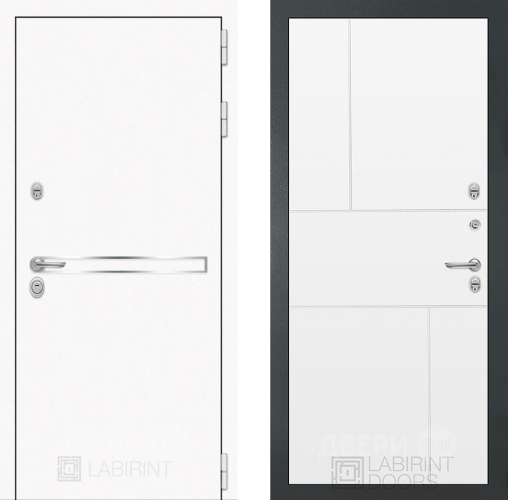 Входная металлическая Дверь Лабиринт (LABIRINT) Лайн White 21 Белый софт