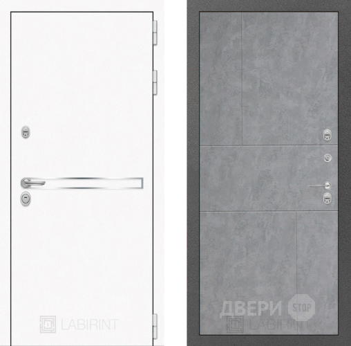Входная металлическая Дверь Лабиринт (LABIRINT) Лайн White 21 Бетон светлый