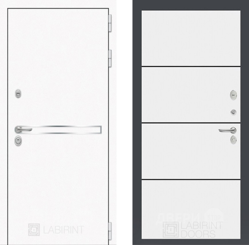 Входная металлическая Дверь Лабиринт (LABIRINT) Лайн White 25 Белый софт