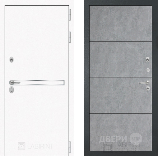 Входная металлическая Дверь Лабиринт (LABIRINT) Лайн White 25 Бетон светлый