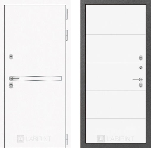 Входная металлическая Дверь Лабиринт (LABIRINT) Лайн White 13 Белый софт