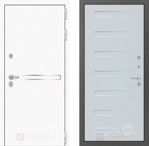 Входная металлическая Дверь Лабиринт (LABIRINT) Лайн White 14 Дуб кантри белый горизонтальный