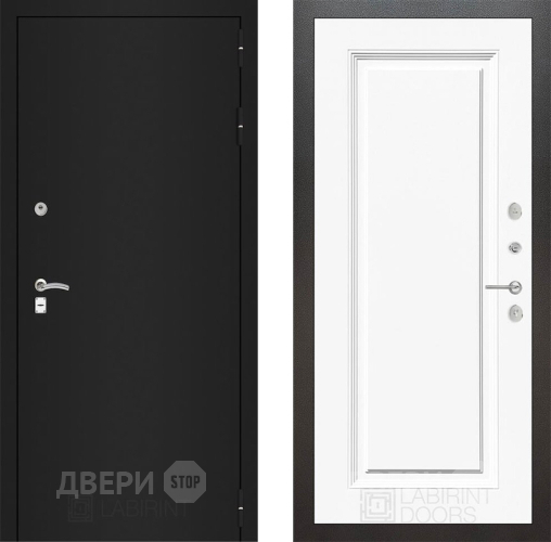 Входная металлическая Дверь Лабиринт (LABIRINT) Classic шагрень черная 27 Белый (RAL-9003)