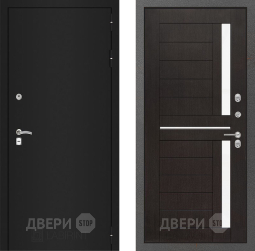 Входная металлическая Дверь Лабиринт (LABIRINT) Classic шагрень черная 02 Венге