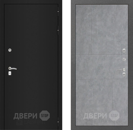 Входная металлическая Дверь Лабиринт (LABIRINT) Classic шагрень черная 21 Бетон светлый