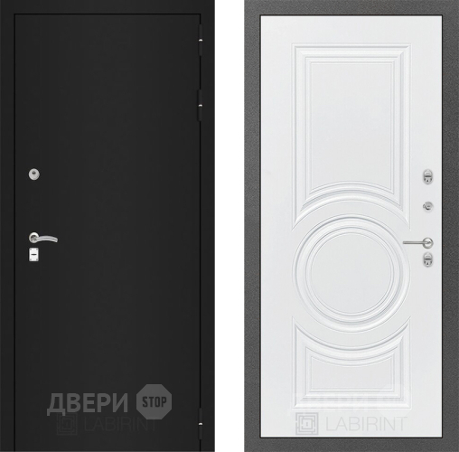 Входная металлическая Дверь Лабиринт (LABIRINT) Classic шагрень черная 23 Белый софт