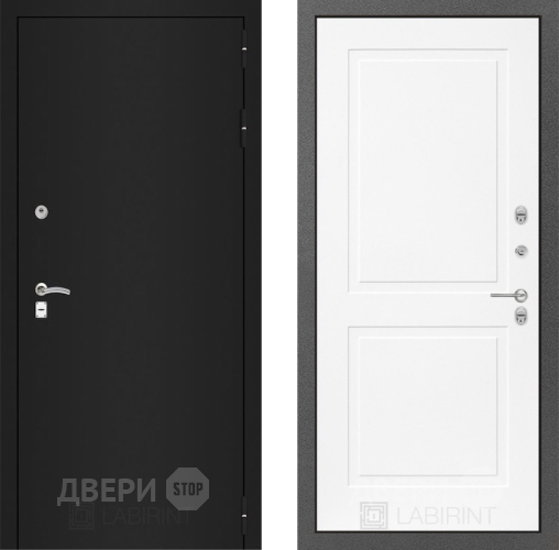 Входная металлическая Дверь Лабиринт (LABIRINT) Classic шагрень черная 11 Белый софт