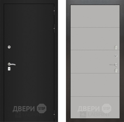 Входная металлическая Дверь Лабиринт (LABIRINT) Classic шагрень черная 13 Грей софт