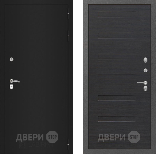 Входная металлическая Дверь Лабиринт (LABIRINT) Classic шагрень черная 14 Эковенге поперечный