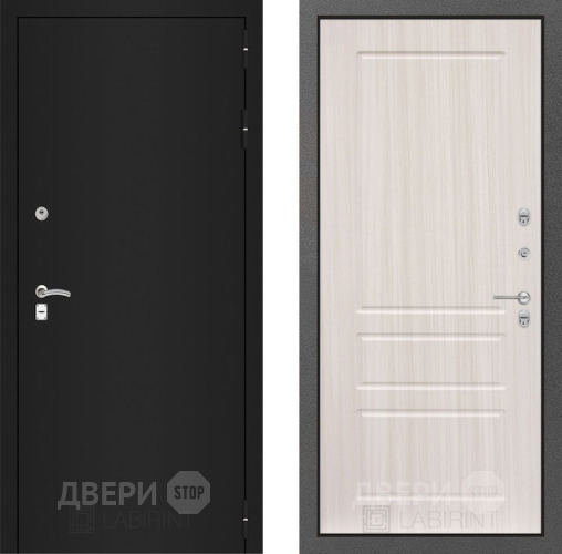 Входная металлическая Дверь Лабиринт (LABIRINT) Classic шагрень черная 03 Сандал белый