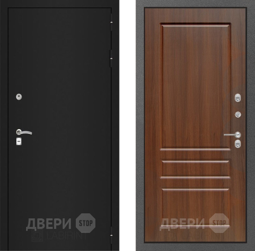Входная металлическая Дверь Лабиринт (LABIRINT) Classic шагрень черная 03 Орех бренди