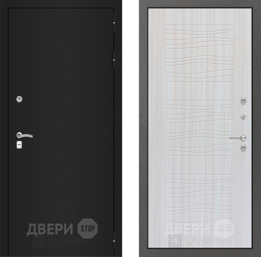 Входная металлическая Дверь Лабиринт (LABIRINT) Classic шагрень черная 06 Сандал белый