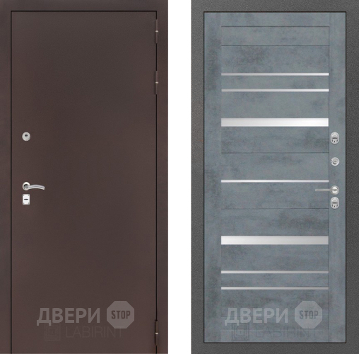 Входная металлическая Дверь Лабиринт (LABIRINT) Classic антик медь 20 Бетон темный